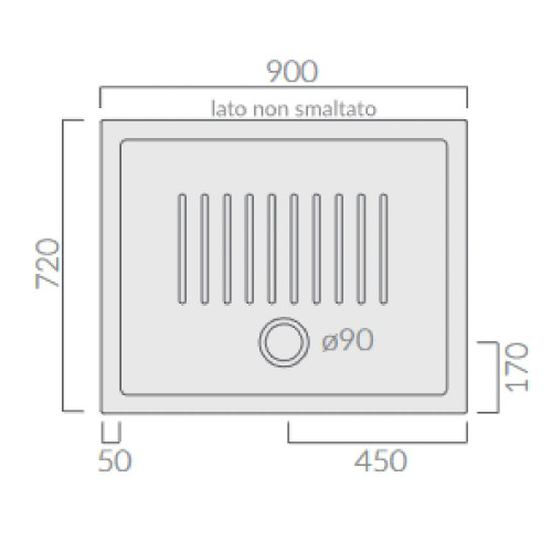 Piatto doccia 72x90x6 cm Flat bianco lucido - Qualità Galassia