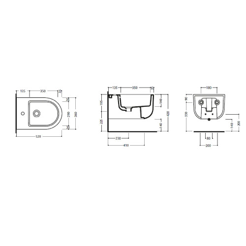 Bidet sospeso Stino 52x36x27,5h cm bianco lucido - Hafro