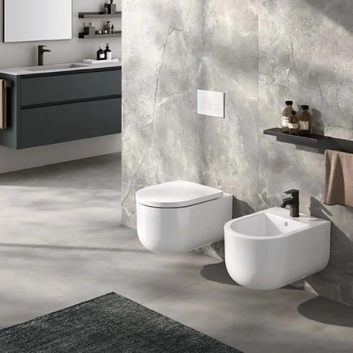 Bidet sospeso Stino 52x36x27,5h cm bianco lucido - Hafro