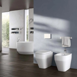 Bidet a terra filo muro Fio 55x36x42h cm bianco lucido - Hafro 2