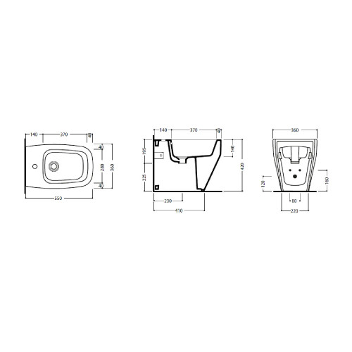 Bidet a terra filo muro Fio 55x36x42h cm bianco lucido - Hafro