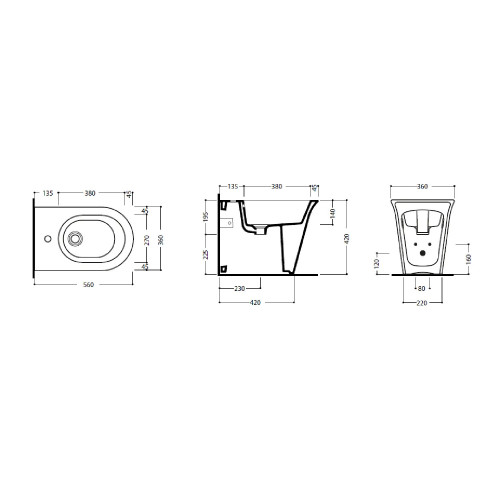 Bidet a terra filo muro Avigo 56x36x42h cm bianco lucido - Hafro