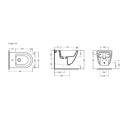 Bidet sospeso Voga 54x36x34,5h cm bianco lucido - Hafro