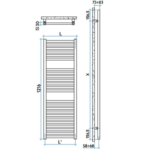 Scaldasalviette Quadré 1216x480 mm bianco - Irsap