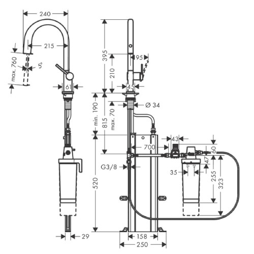 Miscelatore per lavello FilterSystem Aqittura con sistema di filtraggi