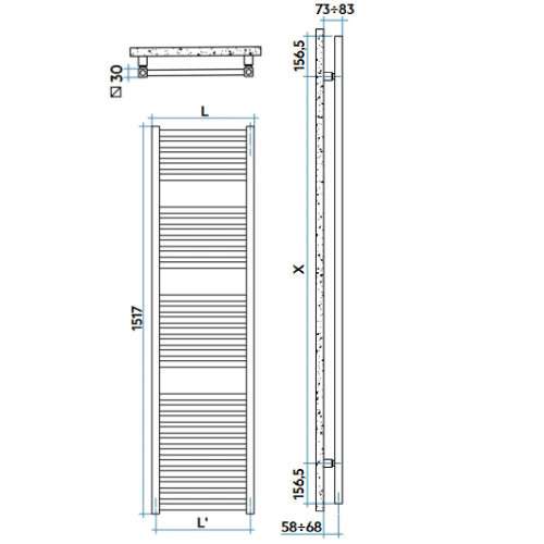 Scaldasalviette Quadré 1517x480 mm bianco - Irsap