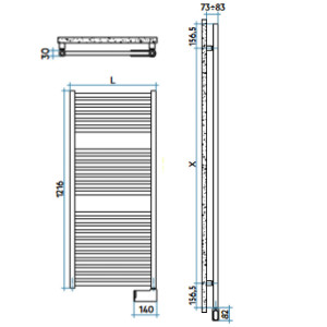 Scaldasalviette verticale elettrico Quadré 1216x530 mm bianco - Irsap 2