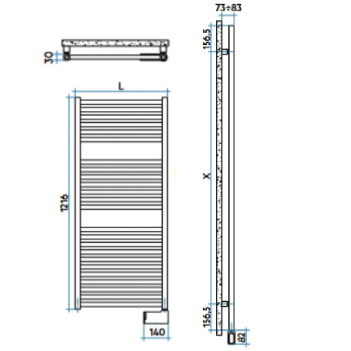 Scaldasalviette verticale elettrico Quadré 1216x530 mm bianco - Irsap