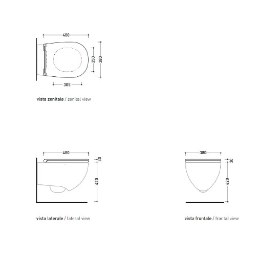 Coppia di sanitari sospesi 55x38cm serie IO2.0 bianco - Flaminia