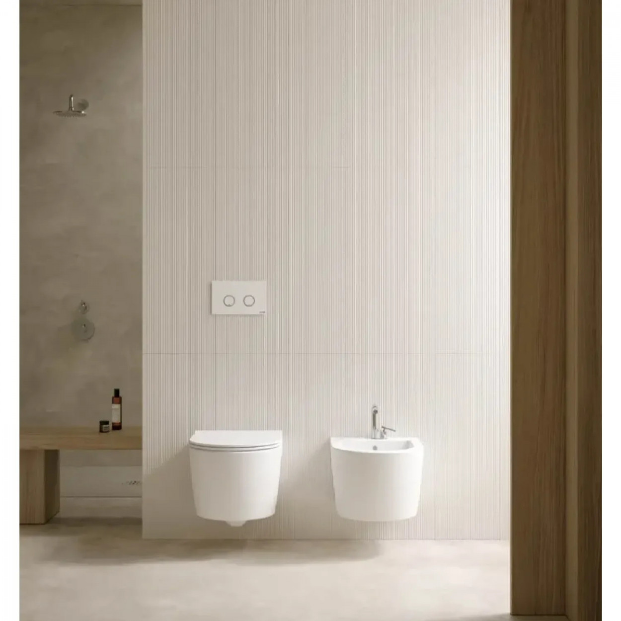 Coppia di sanitari sospesi Stone in ceramica 52x36 cm bianco lucido