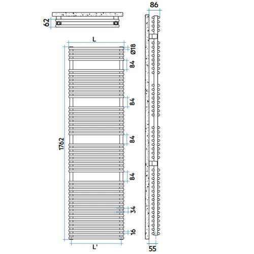 Radiatore verticale Flauto2 1762x556 mm bianco - Irsap