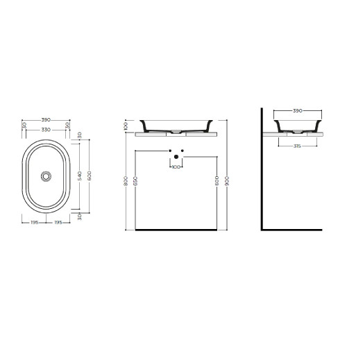 Lavabo da appoggio Avigo 60x39x11 cm bianco lucido - Hafro