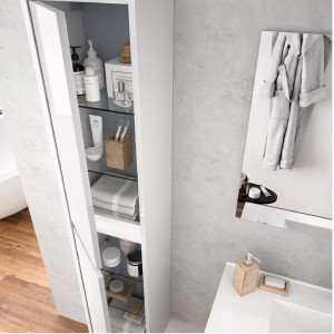 Colonna bagno sospesa 30 cm con 2 ante bianco lucido - Confortable 2