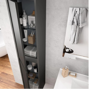 Colonna bagno sospesa 30 cm con 2 ante grigio opaco - Confortable 2