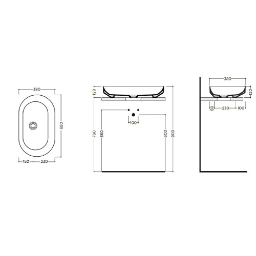Lavabo da appoggio Albo 65x39x12h cm bianco lucido - Hafro