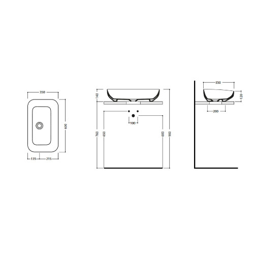 Lavabo da appoggio Altino 60x35x12/14h cm bianco lucido - Hafro