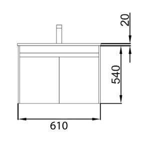 Mobile sospeso due ante con lavabo senza specchio bianco lucido - Conf 2