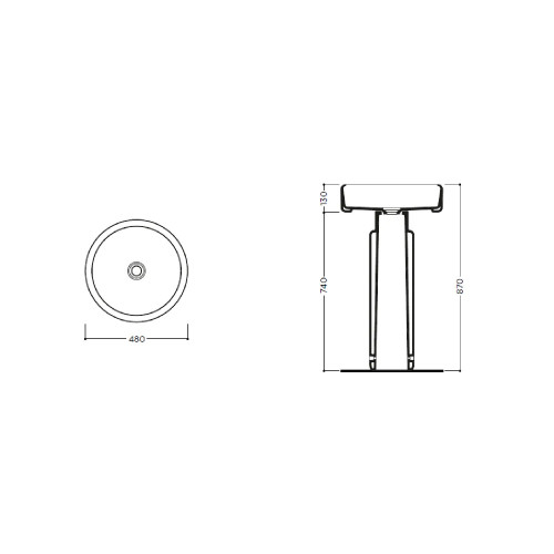 Lavabo freestanding Vigno Ø48x87h cm bianco lucido con scarico a paret