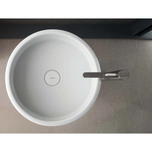 Lavabo freestanding Vigno Ø48x87h cm bianco lucido con scarico a paret 2