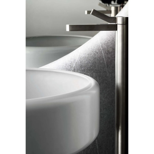 Lavabo freestanding Vigno Ø48x87h cm bianco lucido con scarico a paret