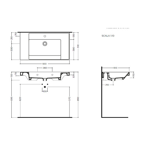 Lavabo consolle Vera 92x51x11h cm bianco lucido - Hafro