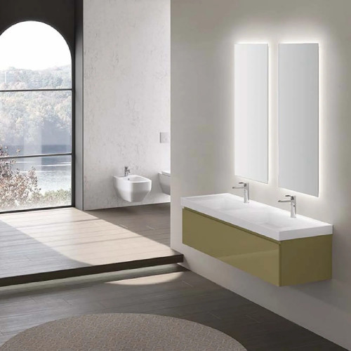 Lavabo consolle Vera 142x51 cm bianco lucido - Hafro