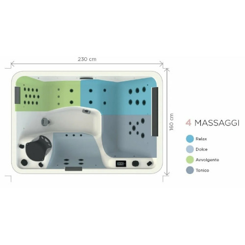 Minipiscina da esterno Happy Spa 3 posti 230x160x78h cm - Kinedo