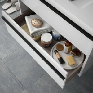 Mobile bagno sospeso 120 cm in legno bianco opaco con lavabo a incasso 2