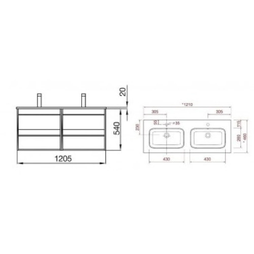 Mobile bagno sospeso 120 cm in legno bianco opaco con lavabo a incasso