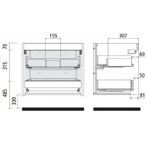 Mobile bagno sospeso 120 cm in legno bianco opaco con lavabo a incasso
