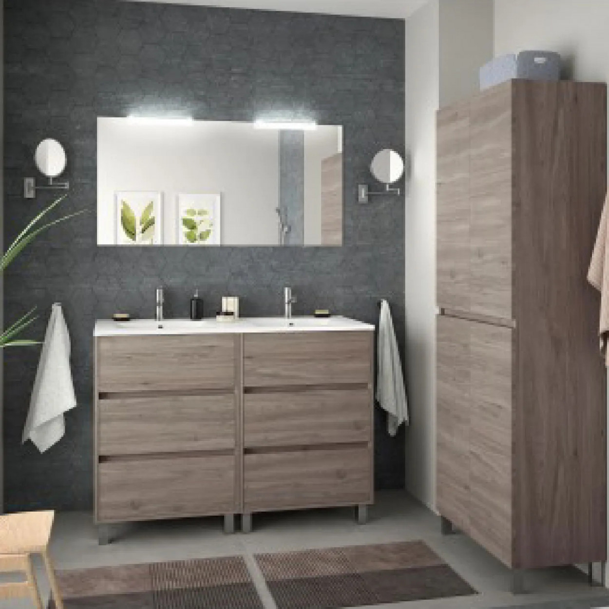 Mobile bagno a terra 120 cm in legno rovere eternity con lavabo - Armo