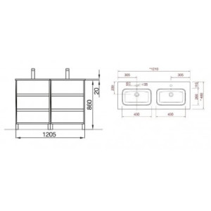 Mobile bagno a terra 120 cm in legno rovere eternity con lavabo - Armo 2