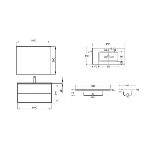 Mobile bagno sospeso 100 cm in legno nordick con lavabo - Ophelia