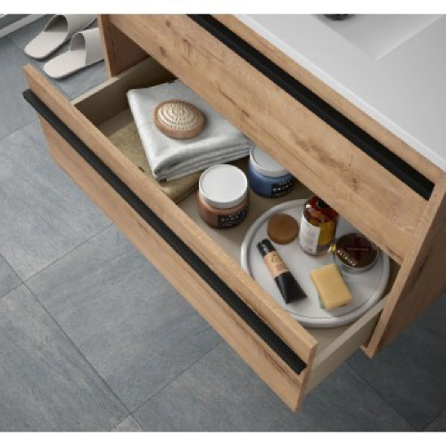 Mobile bagno sospeso 100 cm in legno rovere ostippo con lavabo - Ateli