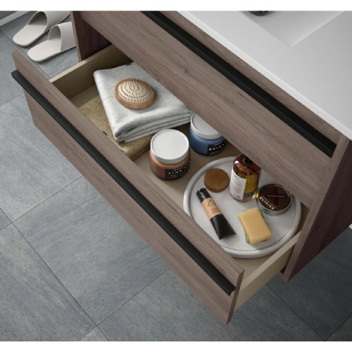 Mobile bagno sospeso 120 cm in legno rovere eternity con lavabo - Atel