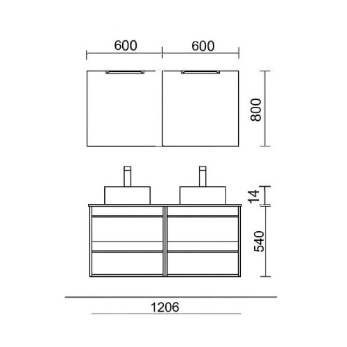 Mobile bagno sospeso 120 cm in legno rovere eternity con lavabo - Atel