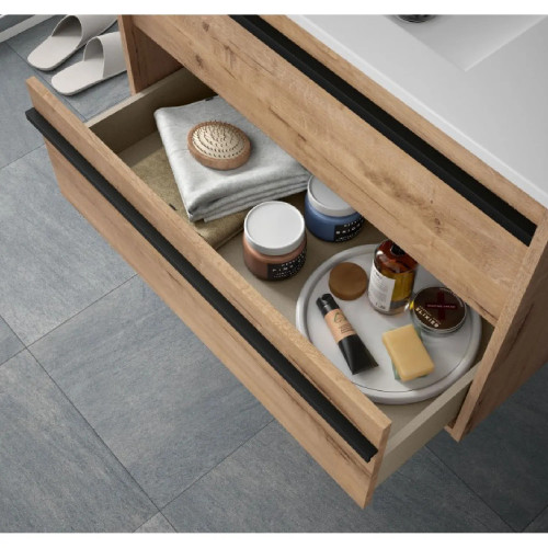 Mobile bagno sospeso 60 cm in legno rovere ostippo con lavabo - Atelie