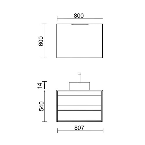 Mobile bagno sospeso 80 cm in legno rovere ostippo con lavabo - Atelie