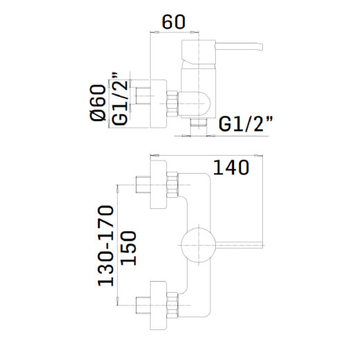 Miscelatore doccia esterno a parete cromo Pico Mamoli