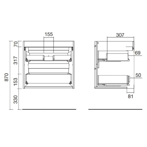 Mobile bagno sospeso 80 cm in legno rovere ostippo con lavabo - Atelie