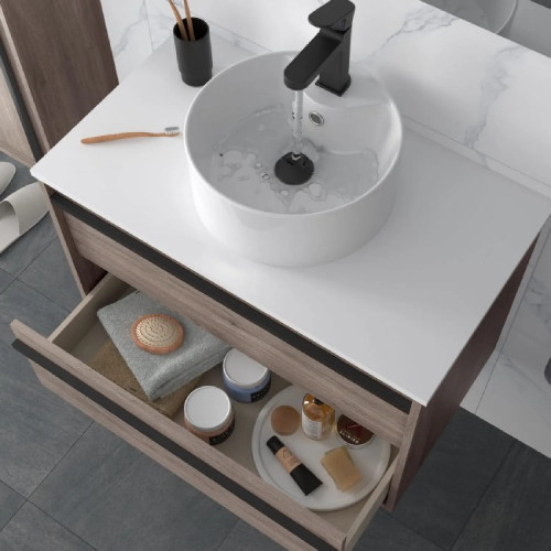 Mobile bagno sospeso 80 cm in legno rovere eternity con lavabo - Ateli