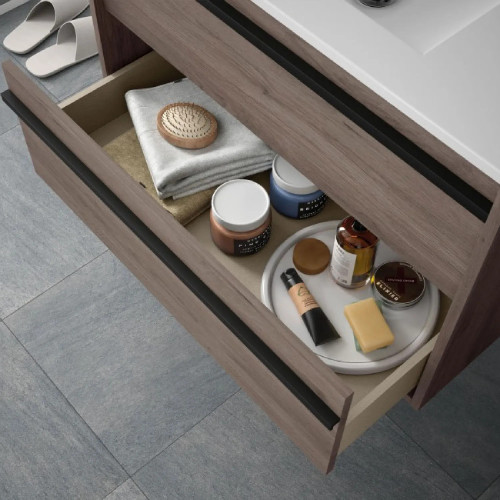 Mobile bagno sospeso 80 cm in legno rovere eternity con lavabo - Ateli