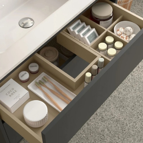 Mobile bagno sospeso 100 cm in legno nero opaco con lavabo - Atelier