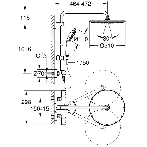 Colonna doccia con miscelatore termostatico Euphoria System 310 Grohe