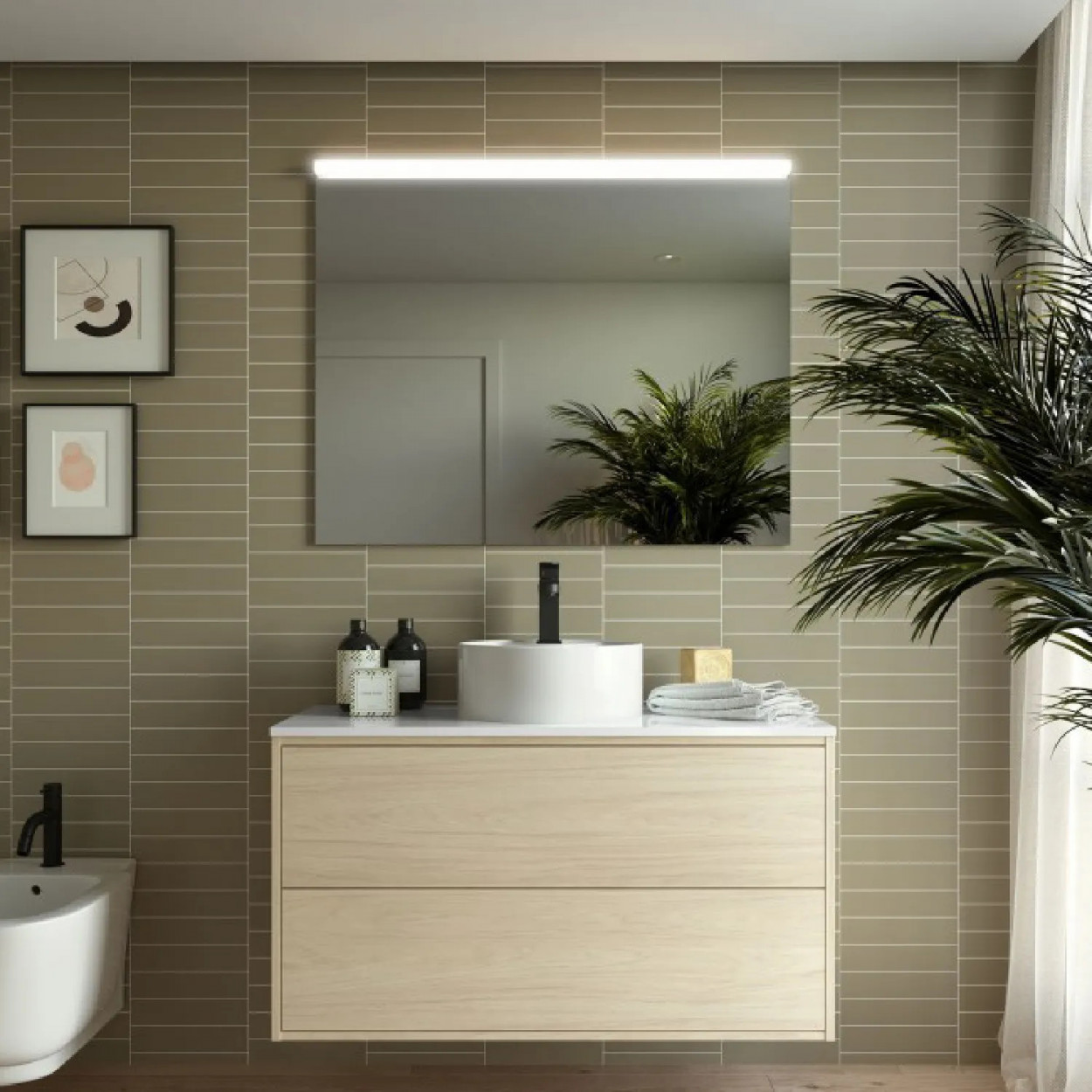 Mobile bagno sospeso 100 cm in legno nordick con lavabo - Ophelia