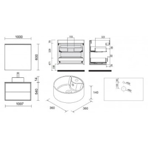 Mobile bagno sospeso 100 cm in legno nordick con lavabo - Ophelia