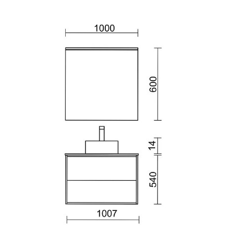 Mobile bagno sospeso 100 cm in legno nordick con lavabo - Ophelia