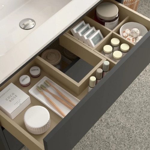 Mobile bagno sospeso 120 cm in legno nero opaco con doppio lavabo - Op