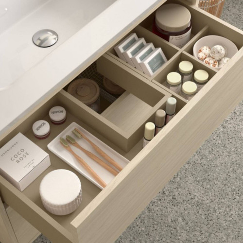 Mobile bagno sospeso 120 cm in legno nordick con doppio lavabo - Ophel