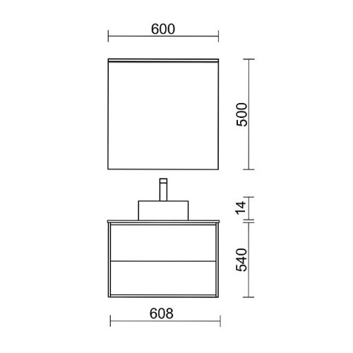 Mobile bagno sospeso 60 cm in legno nero opaco con lavabo - Ophelia